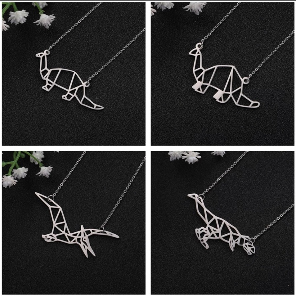 Stainless steel Origami dinosaur necklace 🦕🦖NWT